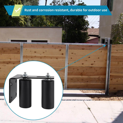 Slide Gate Guide Roller With Two And A Half Inch UHMW Nylon Wheel And Beefy Steel Bracket, Adjustable Gate Support Assembly