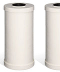 Premium Heavy Duty Sediment Replacement Cartridge For GE FXHTC And RFC-BBSA, 2-Pack, Absolute 5 Micron Filtration, Fits Most 10 Inch Filter Systems Including Whirlpool WHKF-GD25BB, Built Tough, Easy Install Water Filter Cartridge; two white cylindrical filter cartridges standing upright.
