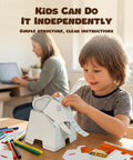 Child assembling elephant from Fun DIY Cardboard Animal Toys 3D Coloring Puzzle Arts And Crafts Kit For Kids Ages 4 To 8