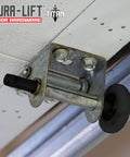 Quiet 2 In Sealed Nylon Garage Door Roller With 4 In Corrosion Resistant Stem installed in garage door bracket