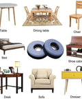 Heavy Duty Furniture Sliders For Carpet And Hardwood Floors With Reusable Glide Discs And Secure Screws No Sweat Chair Leg Protectors For Smooth Home Moves And Scratch Free Rooms displayed with various household furniture including table, chair, and sofa.