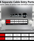Knockout Automatic Wire Stripper Machine With Six Adjustable Channels And Five Sharp Blades showing six cable entry ports for various wire sizes.