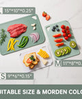 Set Of 3 Plastic Cutting Boards For Kitchen BPA Free Non Slip Dishwasher Safe Reversible With Grip Handles Large 15x10 Inch Green