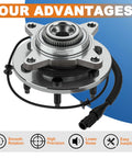 Front Wheel Hub Bearing Assembly Pair for 2005-2008 Ford F-150 4WD and 2006-2008 Lincoln Mark LT 6-Lug With ABS Sensor