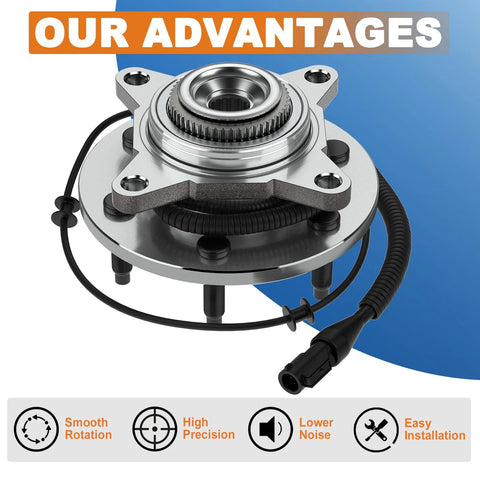 Front Wheel Hub Bearing Assembly Pair for 2005-2008 Ford F-150 4WD and 2006-2008 Lincoln Mark LT 6-Lug With ABS Sensor