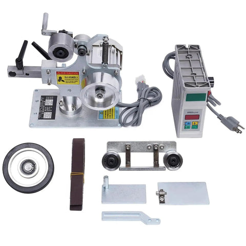 Buff And Polish Like A Pro With This Heavy Duty 550W Brushless Motor Belt Sander Machine Featuring 762 X 25Mm Vertical Design, includes tools for sharpening.