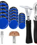 Heavy Duty Tire Patch Kit With 32mm, 45mm And 58mm Patches, patch roller, buffing wheel, scraper, and tools for repair