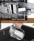 Barista Grade 12oz 350ml Milk Frother Cup With Scale In 304 Stainless Steel Pro Style Pour Spout for Latte Art and Cappuccino. Cup shown being cleaned.