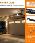 Garage interior with OEM Replacement 237-Inch Garage Door Opener Belt For Chamberlain LiftMaster Sentex Whisper 041A5250 installed