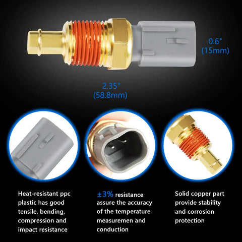 5149077AB Engine Coolant Temperature Sensor Replacement showing copper housing and ppc plastic dimensions for Jeep and Dodge