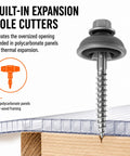 Heavy Duty Polycarbonate Self Drilling Wood Screws Two Inch Outdoor Fasteners With Sealing Dome Washers for thermal expansion use.