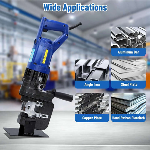 Heavy Duty 1200W Electric Hydraulic Hole Punch Tool 110V 10 Ton Output with metal sheets for steel, aluminum, copper use
