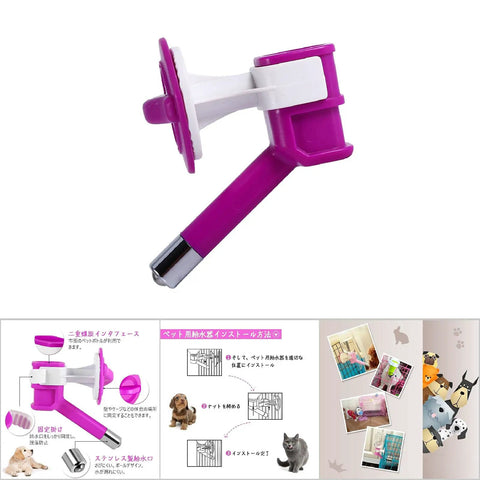 Hassle Free Dog Water Nozzle Featuring Rock Solid Stainless Steel Valve For Auto Feeders And Cage Bottles Zero Mess Drip Free design in purple.