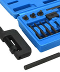 13-Piece Motorcycle Chain Breaker Tool Kit With 3 Anvils, Steel Pins, Riveter, Carrying Case for Bikes and ATVs, displayed open
