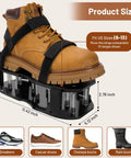 Dual Layer Spike Lawn Aerator Shoes With Self Cleaning Design, Pre Installed Ten Spikes, Adjustable Hook And Loop Straps, size guide