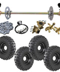 Upgraded 29 Inch Go Kart Rear Axle Kit With 4.10-6 Front And Rear Tires, 160mm Disc Rotor, 58T T8F Sprocket, 116L Chain, 3 Stud Hubs