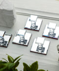 No Drill Adhesive Mirror Cabinet Handles Set 6 Clear Beveled Acrylic Pull Knobs For Cabinets Wardrobes Drawers And Doors Easy Snap On Sleek Square 1.75 Inch Modern Kitchen Bathroom Decor set of 6