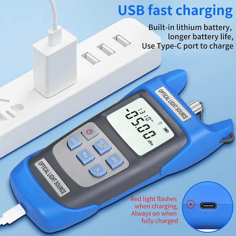 Pro Grade Rechargeable Fiber Optic Light Source And Power Meter For Single Mode Testing With Dual Wavelength 1310 Nm And 1550 Nm