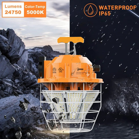 150W LED Work Light With 24750 Lumens Of Daylight 5000K, IP65 Dust And Waterproof, outdoors with stainless steel guard