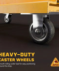Heavy Duty Two Yard Self Dumping Hopper With Casters, Six Thousand Lbs Capacity, close-up view of heavy-duty caster wheels for smooth rolling.