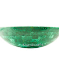Top Shelf Malachite Green Vessel Sink With A Slick Nonporous Glaze That Hits Different For Trendy Bathroom Vanities Restaurant Bars And Modern Offices 21 Inch Square Wash Basin Absolute Drip, side view.