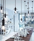 Industrial Chic Glass Globe Pendant Light For Kitchen Loft Dope Vibe E27 Base Modern Hanging Lamp in dining setting