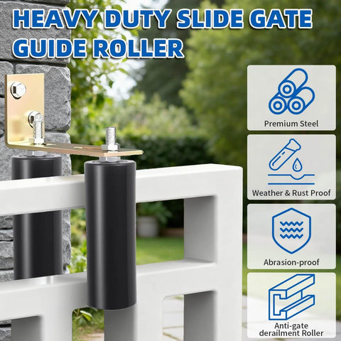 Six Inch Sliding Gate Roller With Adjustable L Bracket Heavy Duty Universal Gate Guide Kit for Sliding Doors installation