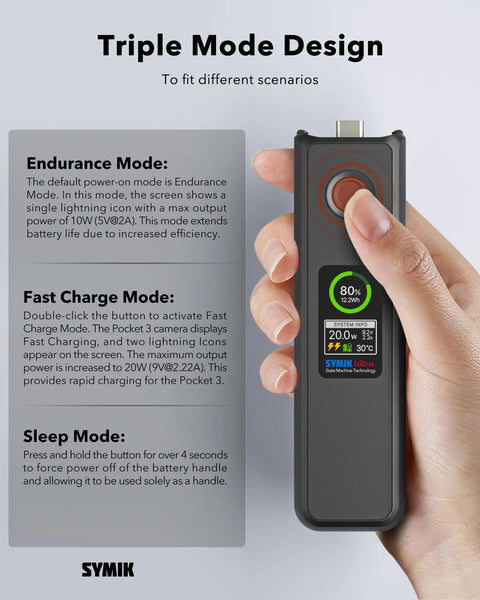 Intelligent Battery For DJI Osmo Pocket 4 Pro And Pocket 3 With Xtra Muse 5000mAh 21700 Cell 20W Fast Charge LCD Display in hand