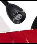 Close-up of the bendable LED light connector for the Workhorse Bench Grinder With 200mm Sanding Disc And 400 Watt Motor.