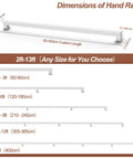 Dimensions of Six Foot White Square Tube Handrail With Super Grip Joints For Indoor Stairs And Wall Mounted Rails.