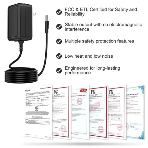 9V DC Power Adapter For Boss RC-30 Looper RC-50 XL Loop Station And FR-18 Diatonic Keyboard Replacement AC Adapter 100 240V To 9V ETL Listed OVP OCP SCP Protection with certifications