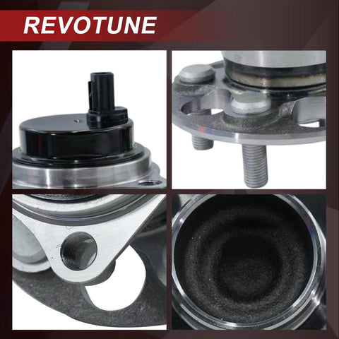 Close-up of Rear Wheel Bearing And Hub Assembly For Prius, Corolla And Lexus CT200h - 5 Lug With ABS, showing detailed parts