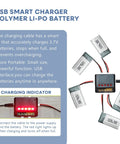 5 Pack 3.7V 500mAh LiPo Batteries with 5-In-1 USB Charger for RC Planes Drones and Quadcopters