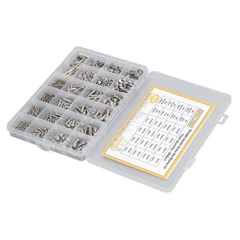 Over 884 Piece Stainless Steel Bolts Nuts Washers Wrench Set M2 M3 M4 M5 Durable Hardware Kit in organized storage case