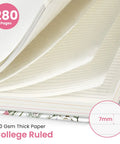 Open pages of Five Subject Spiral Notebook With Removable Dividers And Tabs, 8.5 By 11 Hardcover Journal, College Ruled, 280 Pages