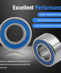 Hoypeyfiy ball bearing kit with blue double-sealed 5x11x4 mm wheel hub bearings, pack of 10, front and side views