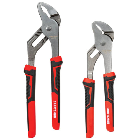 Groove Joint Pliers Set, 8 Inch And 10 Inch Adjustable Pliers, 2-Piece Drop-Forged Steel With Non-Slip Bi-Material Grips, Precision Machined Jaws For A Tight, Secure Grip, Built Tough For Carpentry, Electrical, Plumbing, DIY And MRO