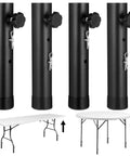 4 Pack Adjustable Table Leg Extenders Heavy Duty Steel Chair Risers Drop The Wobble And Level Up Your Folding Tables With This Beefy Setup That Really Nails It, showing adjustable steel tubes.