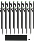 Heavy Duty Tent Stake Set 20 Pcs 16 Inch Forged Steel Stakes 0.35 Inch Diameter with pouch and fluorescent rings