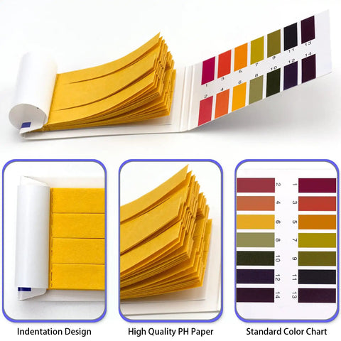 8 Pack pH Test Strips 640 Pieces Universal 1 To 14 pH Indicator Paper with color chart for soil, water, saliva, urine, and aquariums.
