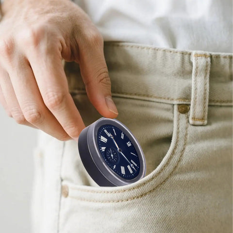 Person placing Portable Watch Dial Storage Box With Dust Proof And Scratch Proof Movement Holder Case in pocket