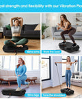 Women using Vibration Plate For Lymphatic Drainage And Full Body Workout With Resistance Bands 450 Lbs Capacity Black at home gym