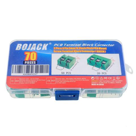 5mm Pitch PCB Mount Screw Terminal Block Connectors 2 Pin and 3 Pin for Arduino and Home Electronics Projects Pack of 70