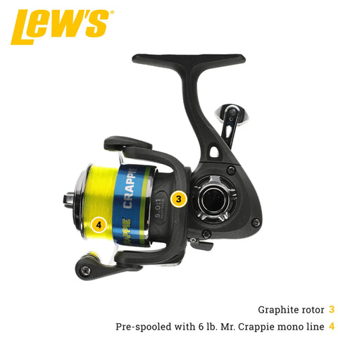 Crappie Thunder Spinning Rod And Reel Combo Dope 5 Foot 6 Inch Two Piece IM6 Graphite Blank Size 75 Reel Right Or Left Hand Retrieve Lightweight