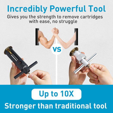 Comparison of hands using Cartridge Removal Tool For Moen 1222 1225 1220 Posi Temp Valve against traditional method