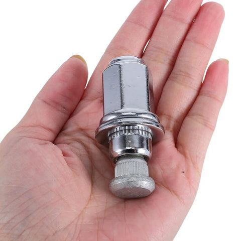 Heavy Duty 2 Sets Premium Steel Wheel Lug Nut Kit For Toyota Cars And Trucks With Easy Secure Hub Fastening Stylish Replacement Wheel Bolts That Make Your Rides Look Fresh And Run Smoother No Tools Needed. silver steel lug nut in hand
