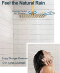 GRANDJOY 12" Ceiling Shower System with Handheld Spray, Brushed Gold features a 12" rainfall head with 360° rotation.