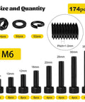 M6 Screws With Nuts And Washers Kit For DIY Projects, Hex Socket Head Bolts In 8, 10, 12, 16, 20, 25, 30, 35 Mm With Nuts And Washers
