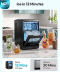 Countertop Crescent Ice Maker Slings Sixteen Chill Cubes In Twelve Minutes On Timer with auto flush and adjustable thickness.