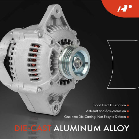 Isuzu Trooper Alternator Replacement For 1992 1993 1994 1995, 12V 60A/75A, 4-Groove Pulley Clockwise Rotation, Die-Cast Aluminum